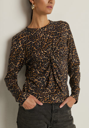 Nation Marion Twist Front Tee in Winter Leopard