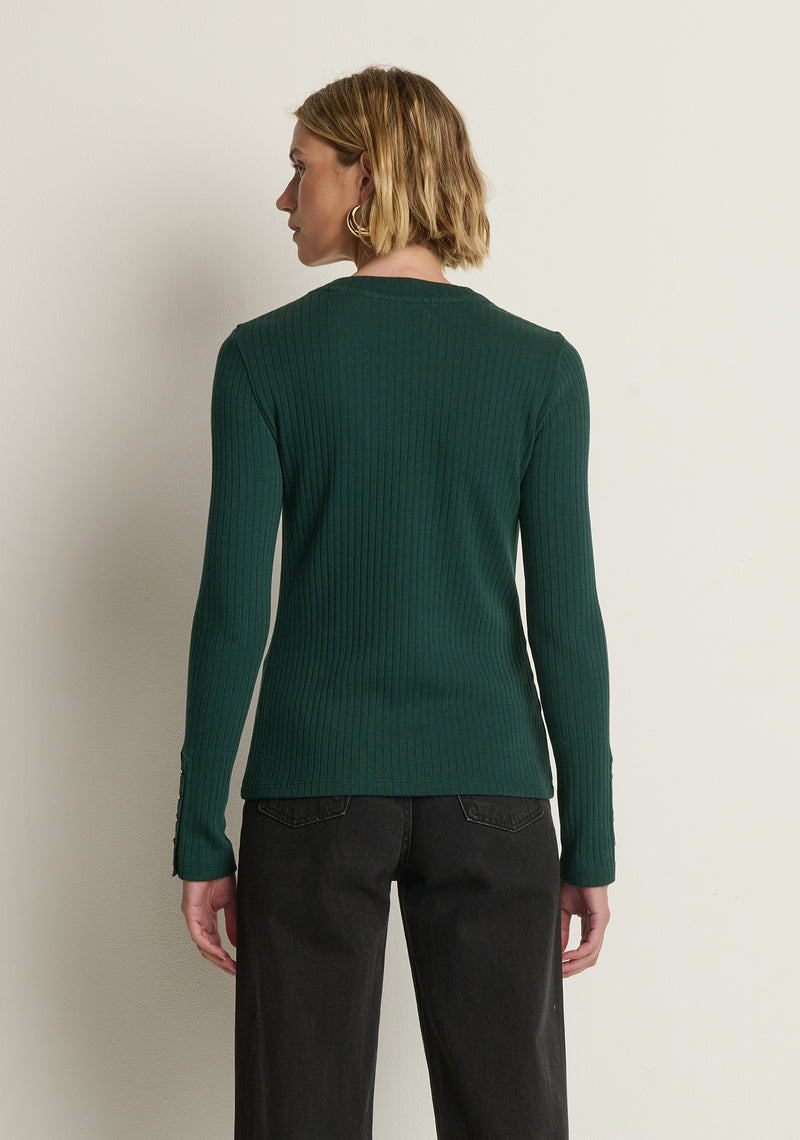 Nation Maxine Long Sleeve Top in Pine