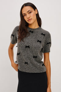 Rails Michele Top in Charcoal Velvet Bows