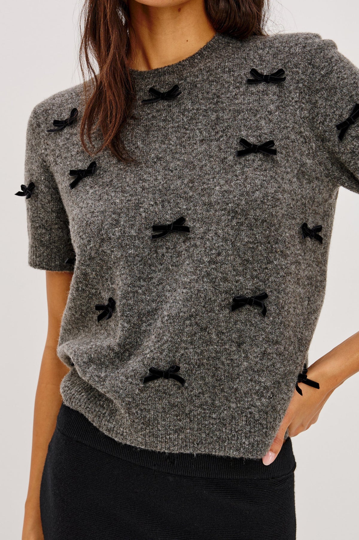 Rails Michele Top in Charcoal Velvet Bows