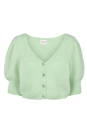 American Dreams Manda Alpaca Short Sleeve Cardigan in Mint