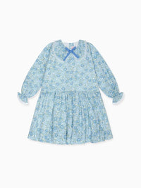 La Coqueta Maribela Drop Waist Dress in Blue Floral