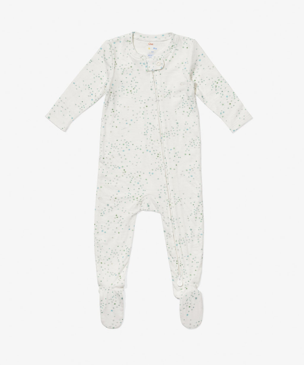 Oso & Me Marley Zip Footie in Seafoam Star