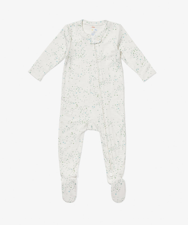 Oso & Me Marley Zip Footie in Seafoam Star