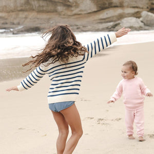 Minnow Breton Stripe Sweater in Cream/Navy