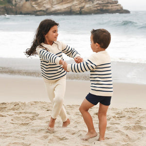 Minnow Breton Stripe Sweater in Cream/Navy