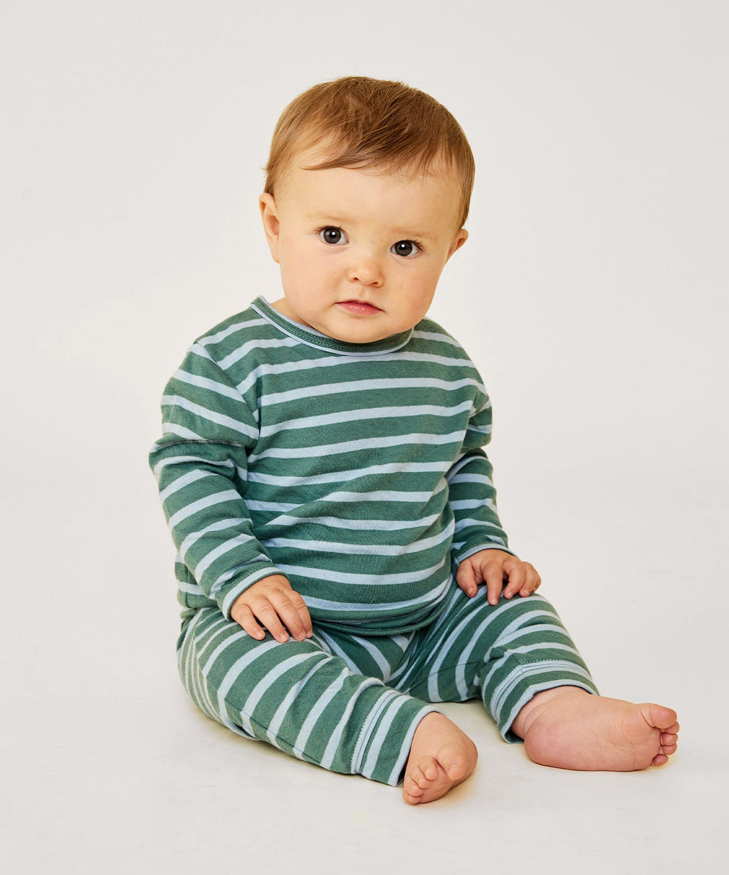 Oso & Me Baby Edward T-Shirt in Forest Stripe