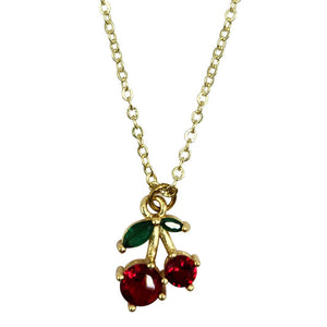 Bottleblond Rhinestone Cherry Necklace