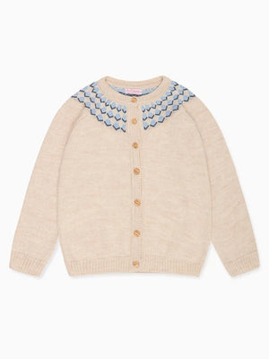 La Coqueta Neila Merino Cardigan in Oatmeal