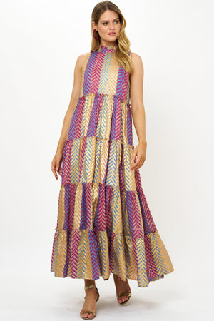 Oliphant Ruffled Tiered Maxi Dress in Torino Blue