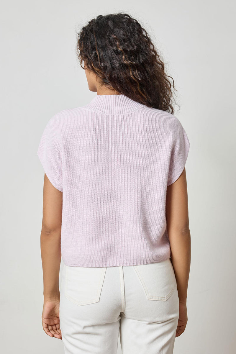 Lilla P Wide Trim V-Neck Sweater in Freesia