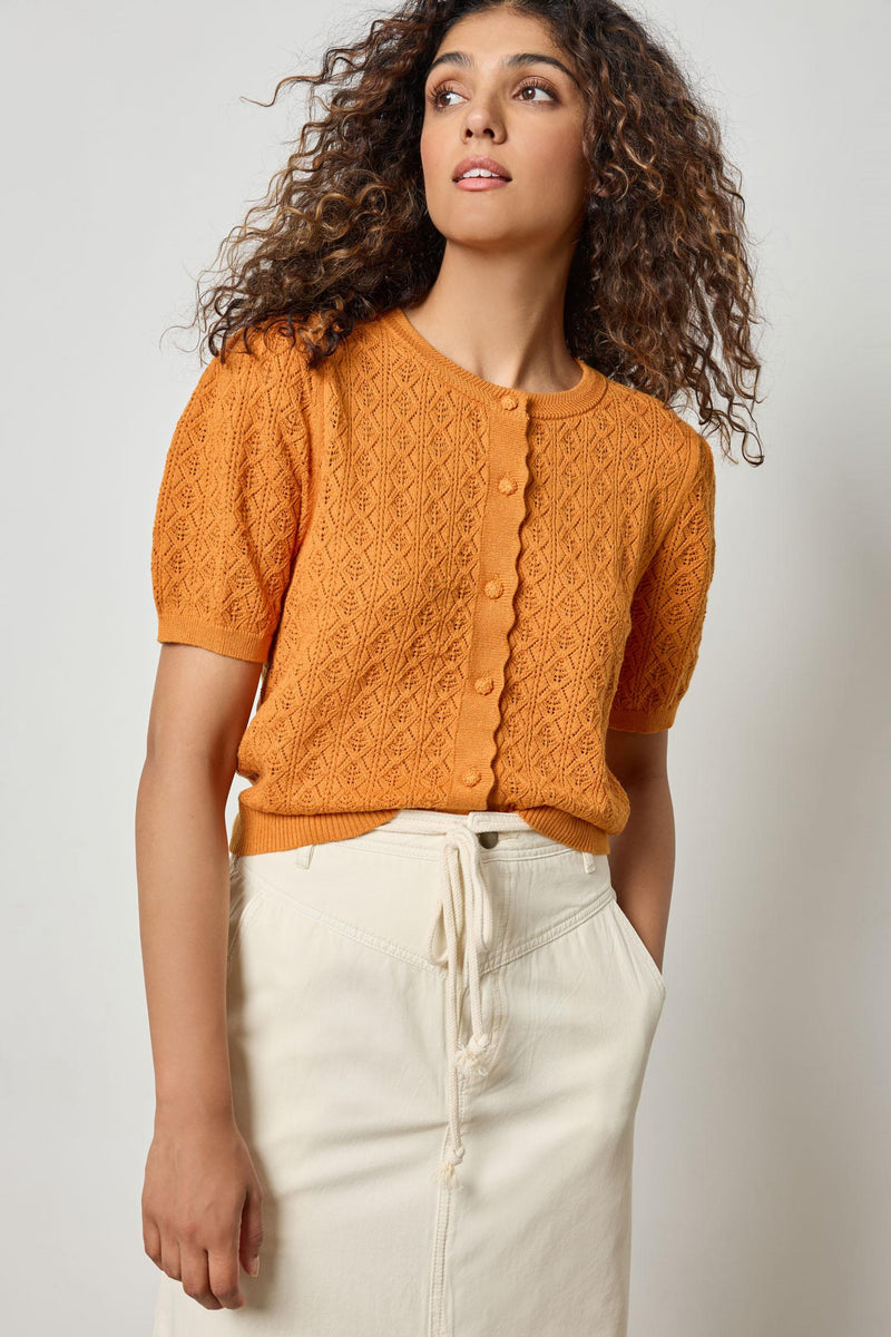 Lilla P Pointelle Cardigan in Marigold