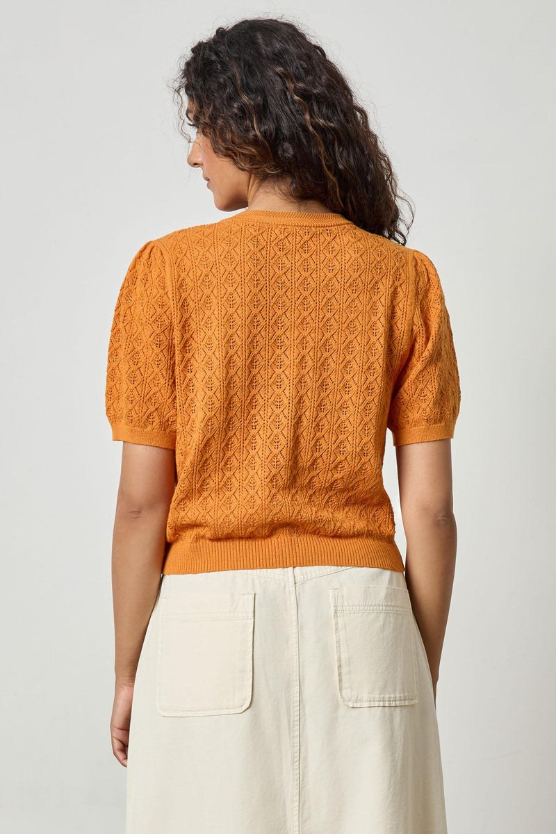 Lilla P Pointelle Cardigan in Marigold