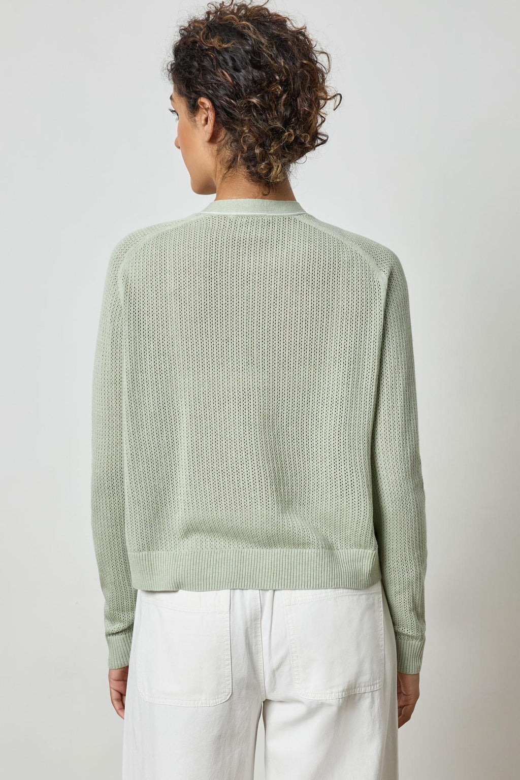 Lilla P Saddle Sleeve V-Neck Cardigan in Peapod