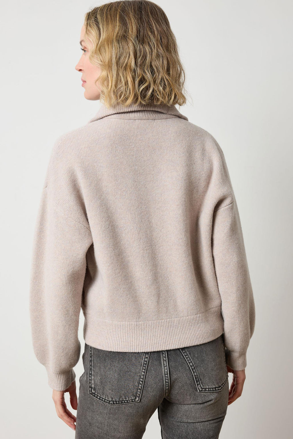 Lilla P Zip Front Polo Bomber in Quartz