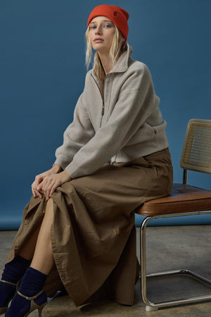 Lilla P Zip Front Polo Bomber in Quartz