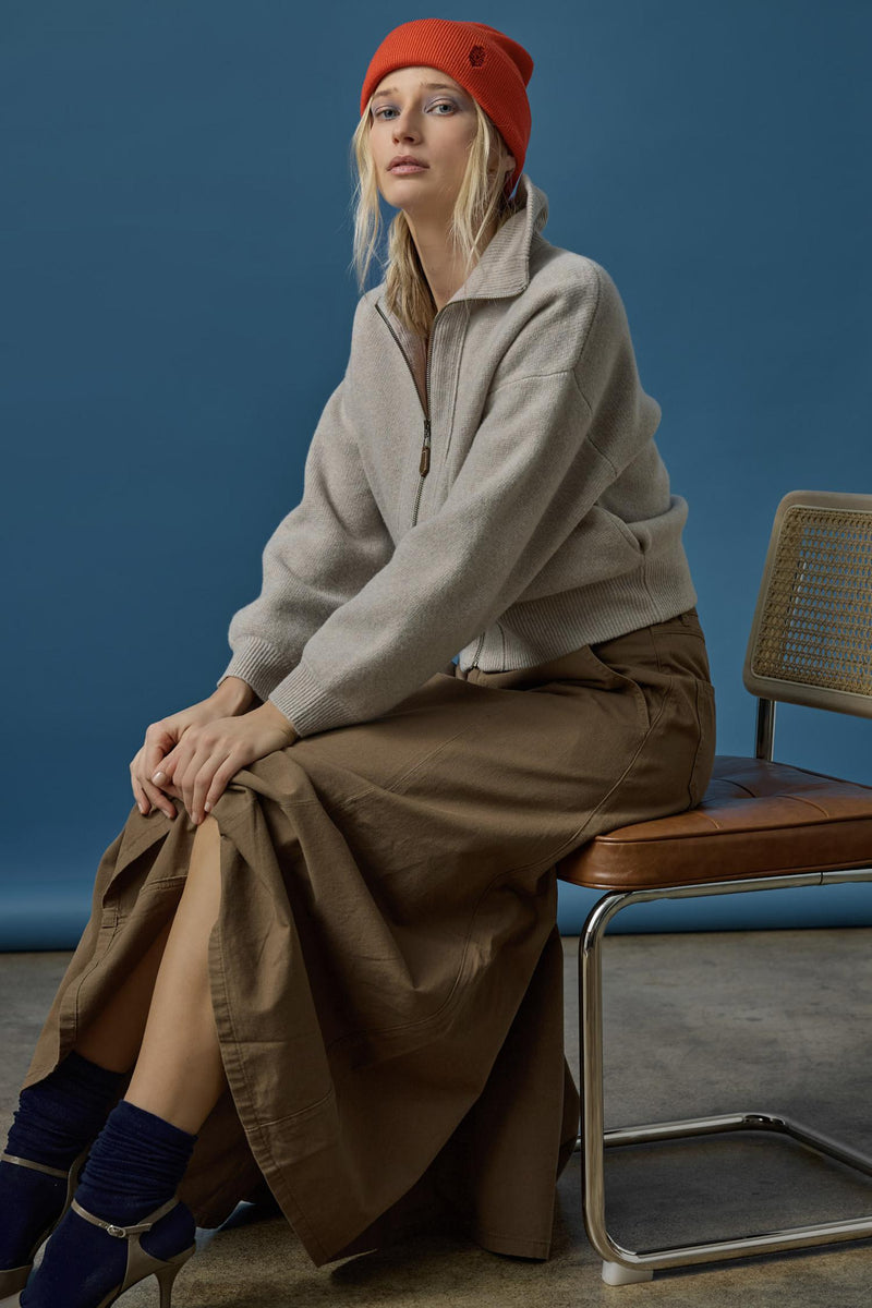 Lilla P Zip Front Polo Bomber in Quartz