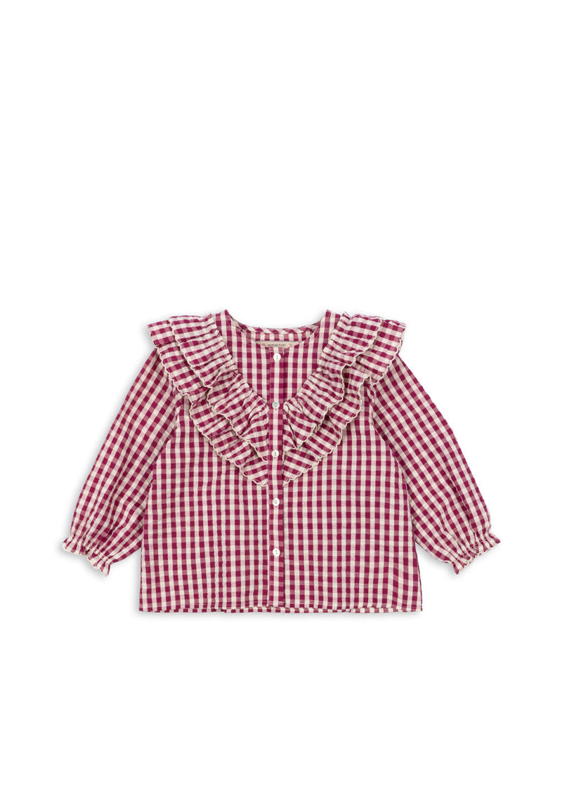 Konges Slojd Kim Frill Blouse in Sangria Check