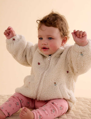 Purebaby Embroidered Fleece in Mushrooms & Flowers