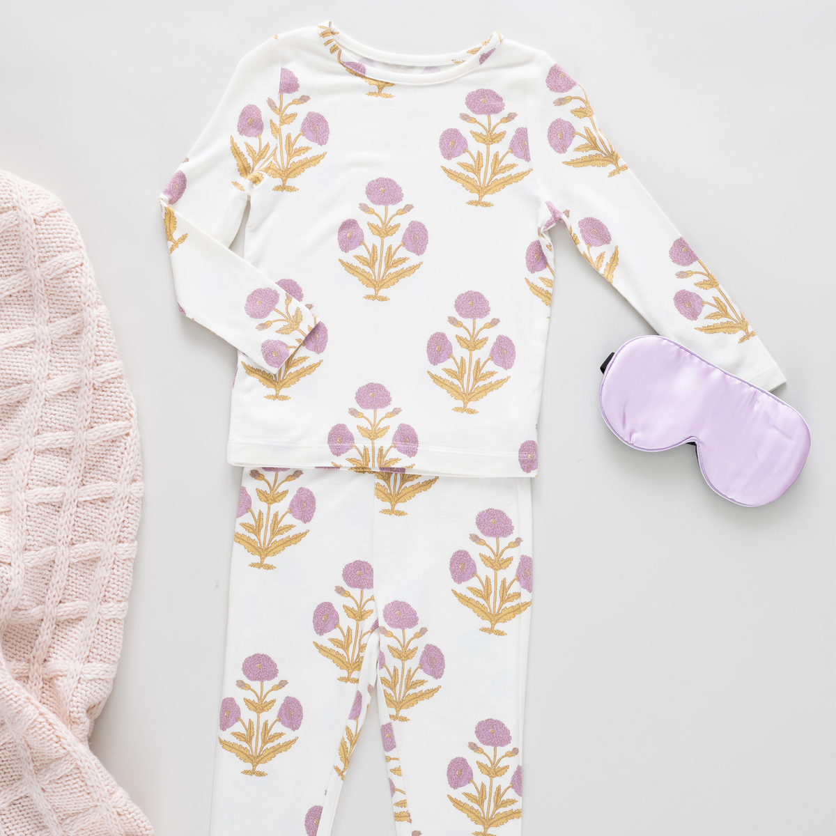 Pink Chicken Bamboo Pajama Set in Lavender Dandelion