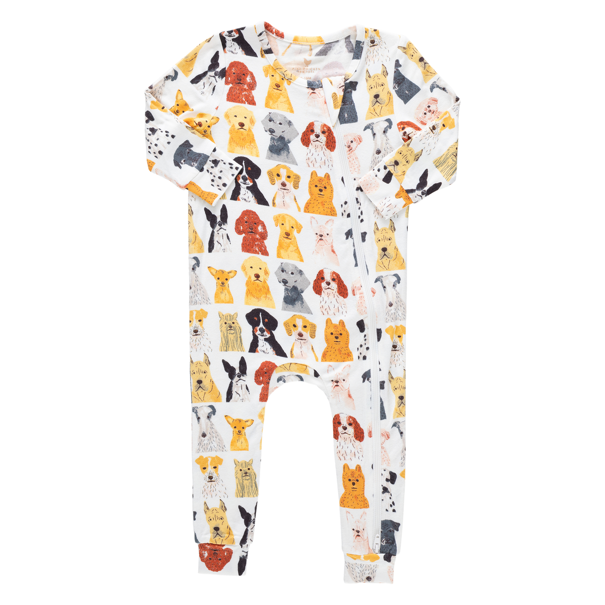 Pink Chicken Bamboo Romper in Watercolor Dogs