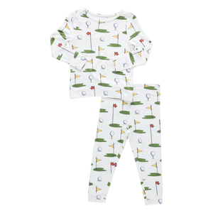 Pink Chicken Bamboo Pajama Set in Cream Golf Tournament