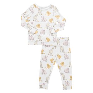 Pink Chicken Bamboo Pajama Set in Easter Friends