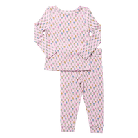 Pink Chicken Bamboo Pajama Set in Pink Carnations