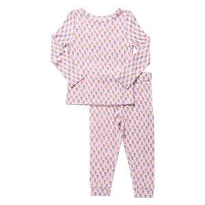 Pink Chicken Bamboo Pajama Set in Pink Carnations