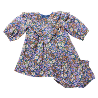 Pink Chicken Baby Everly Dress in True Blue Sketched Floral