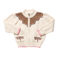 Pink Chicken Western Zip Sweater in Cream
