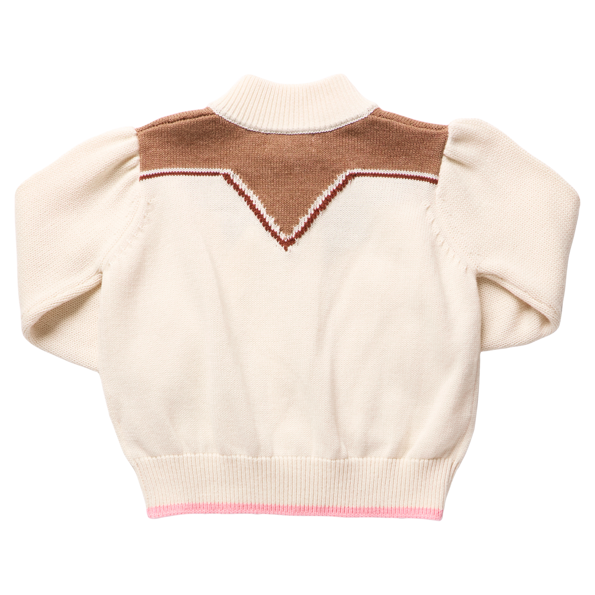 Pink Chicken Western Zip Sweater in Cream