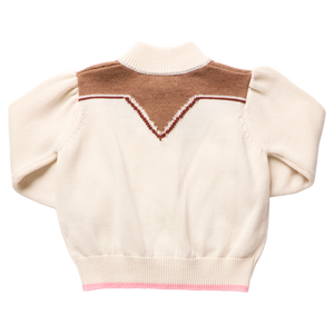 Pink Chicken Western Zip Sweater in Cream