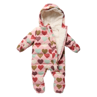Pink Chicken Baby Girls Ruffle Snowsuit in Harvest Hearts