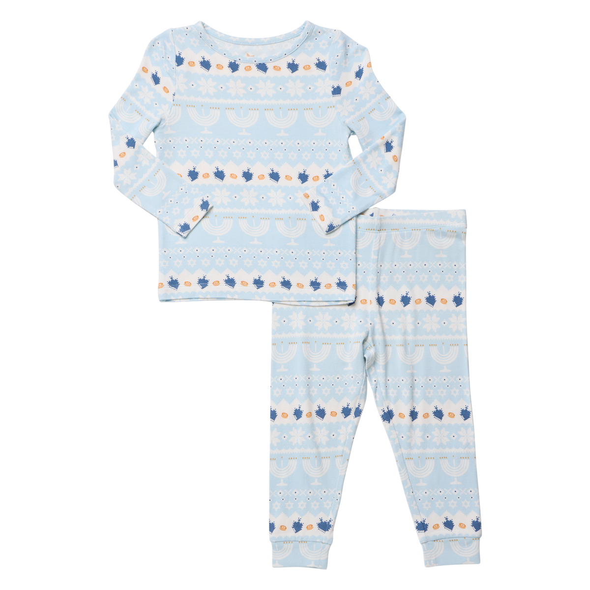 Pink Chicken Bamboo Pajamas in Hanukkah Fair Isle