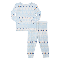 Pink Chicken Bamboo Pajamas in Hanukkah Fair Isle