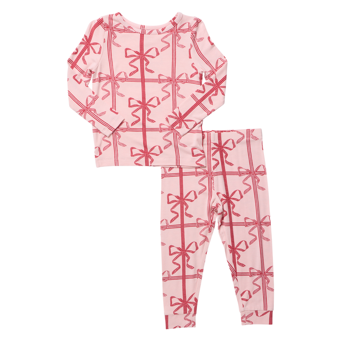 Pink Chicken Bamboo Pajamas in Pink Present Bow