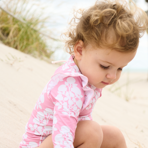 Pink Chicken Baby Girl Rachel Swim Suit in Pink Bouquet Floral