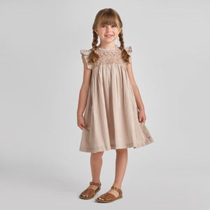 Pink Chicken Stevie Dress in Tawny Brown Stripe