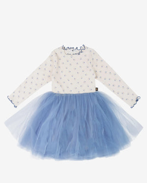 Petite Hailey Prom Flower Tutu Dress in Cream F