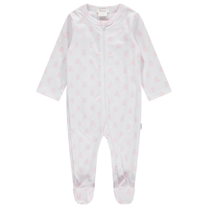 Pimalu Zip Footie in Light Pink Teddy Bears