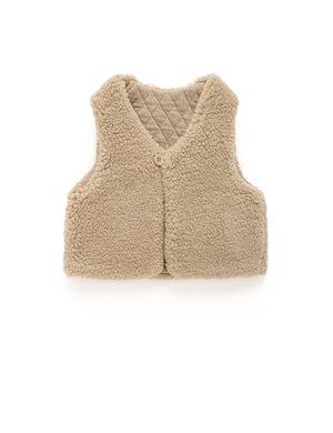 Purebaby Shearling Reversible Vest in Mushroom