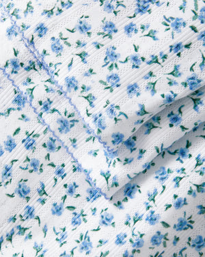 Petite Plume Women's Pointelle Pants in Blue Floral