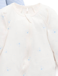 Purebaby Zip Footie in Blue Stripe Bears