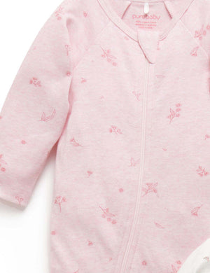 Purebaby Zip Footie in Pink Blossom