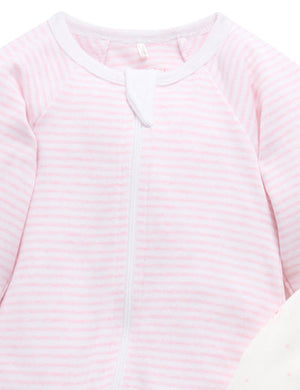 Purebaby Zip Footie in Pink Stripe