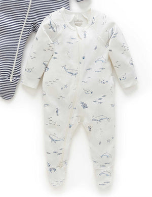 Purebaby Zip Footie in Nautical