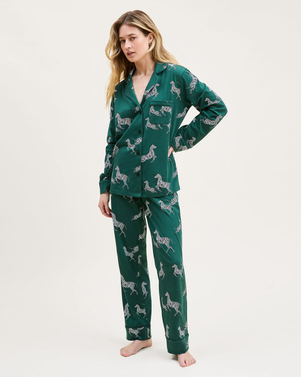 Petite Plume Women's Women's Pima Pajama In Zèbre De Forêt