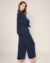 Petite Plume Women's Wide Leg Olivia Pajama Set in Navy