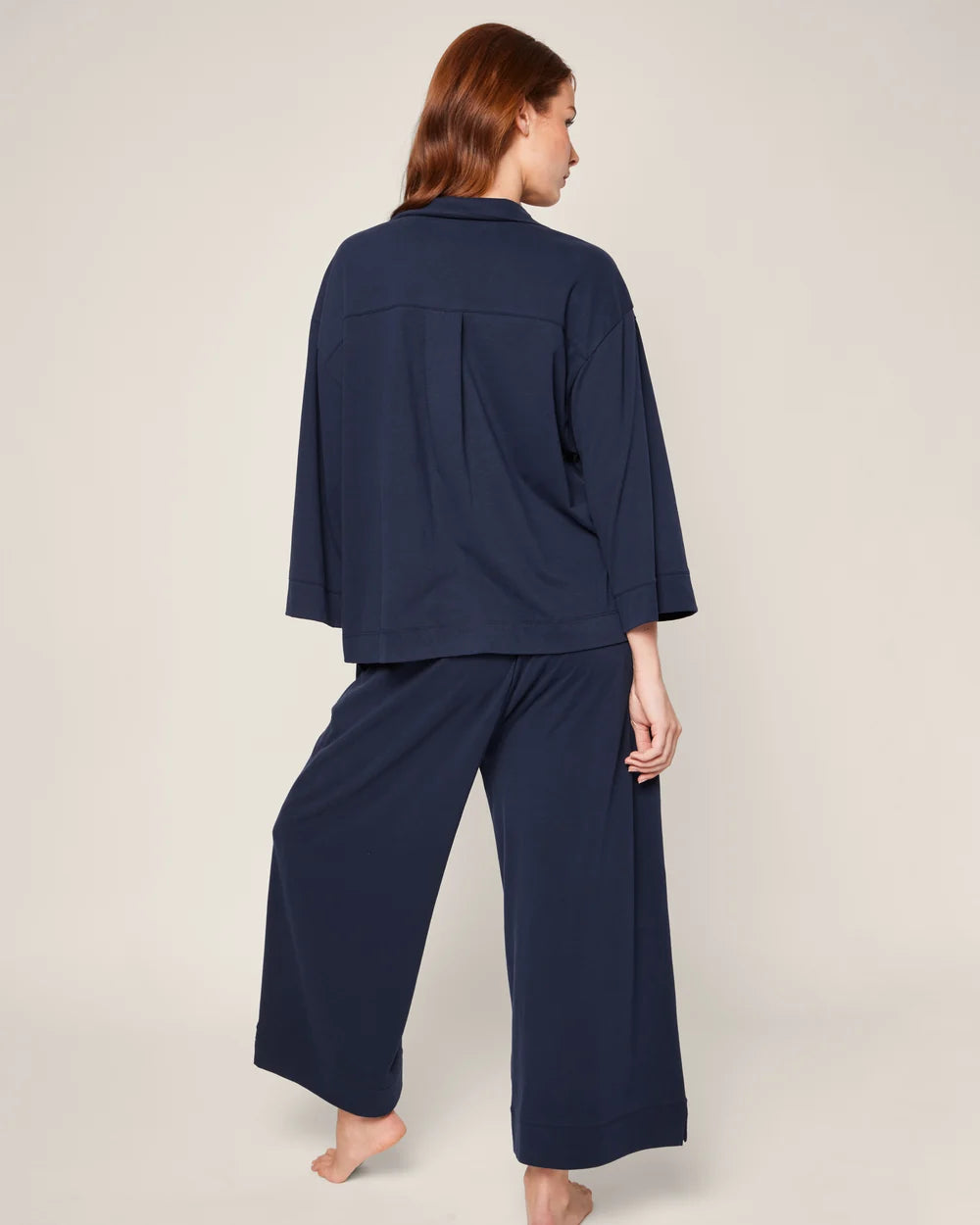Petite Plume Women's Wide Leg Olivia Pajama Set in Navy